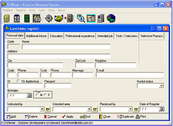 SCVitae - Resume and Selective Process Control Screenshot